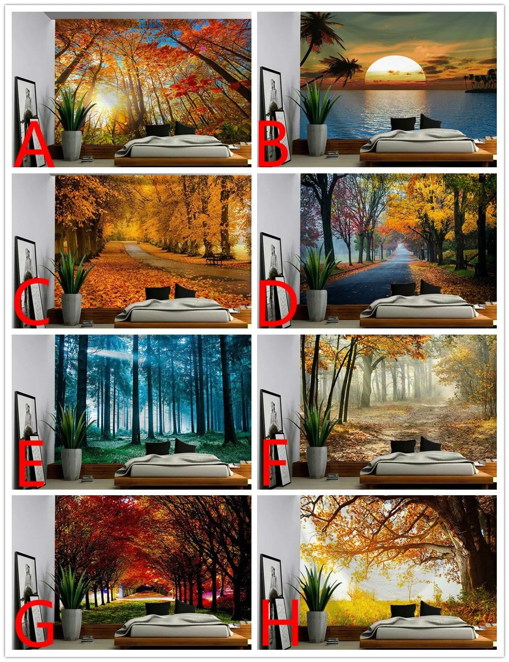 Home Decoration Sunshine Evergreen Plants Leaves Outdoor Landscape Room Forest Tapestry Wall Hanging  230x180cm