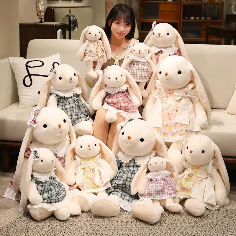 

75cm Cute Soft Lolita Bunny Plush Toys Kawaii Stuffed Animals Rabbit Dress Up Doll Baby Accompany Sleeping Pillow for Girls Gift