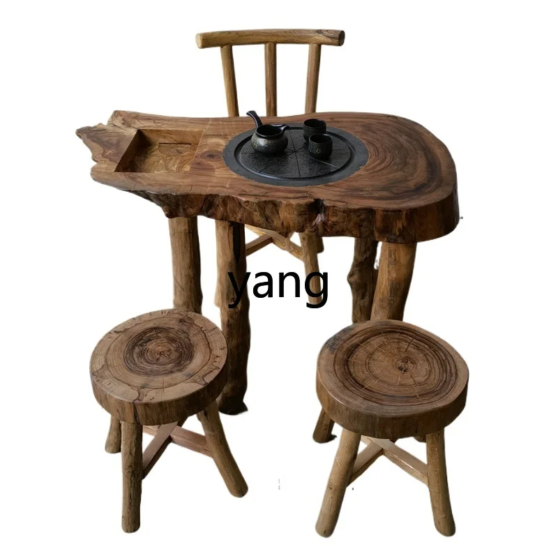 

Lmm solid wood coffee table small apartment balcony mini tea table household log kung fu tea table