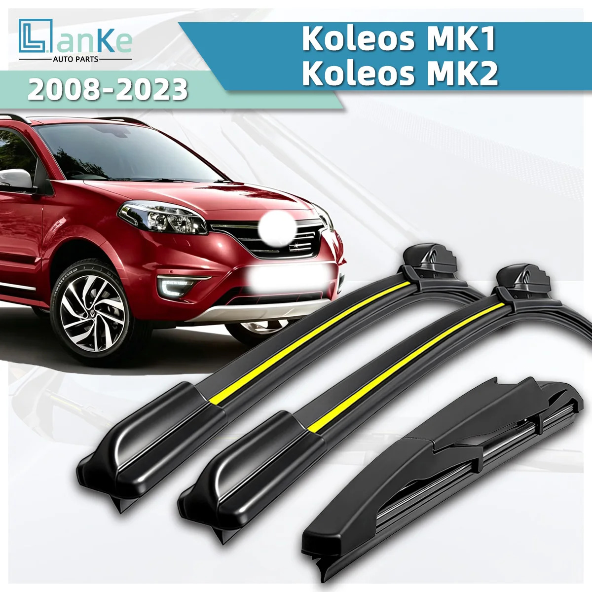 

Lanke Wiper Fit For Renault Koleos MK1/ Koleos MK2 (2008-2023) Natural Rubber Strip Boneless Silence Car Windshield Wiper Blade