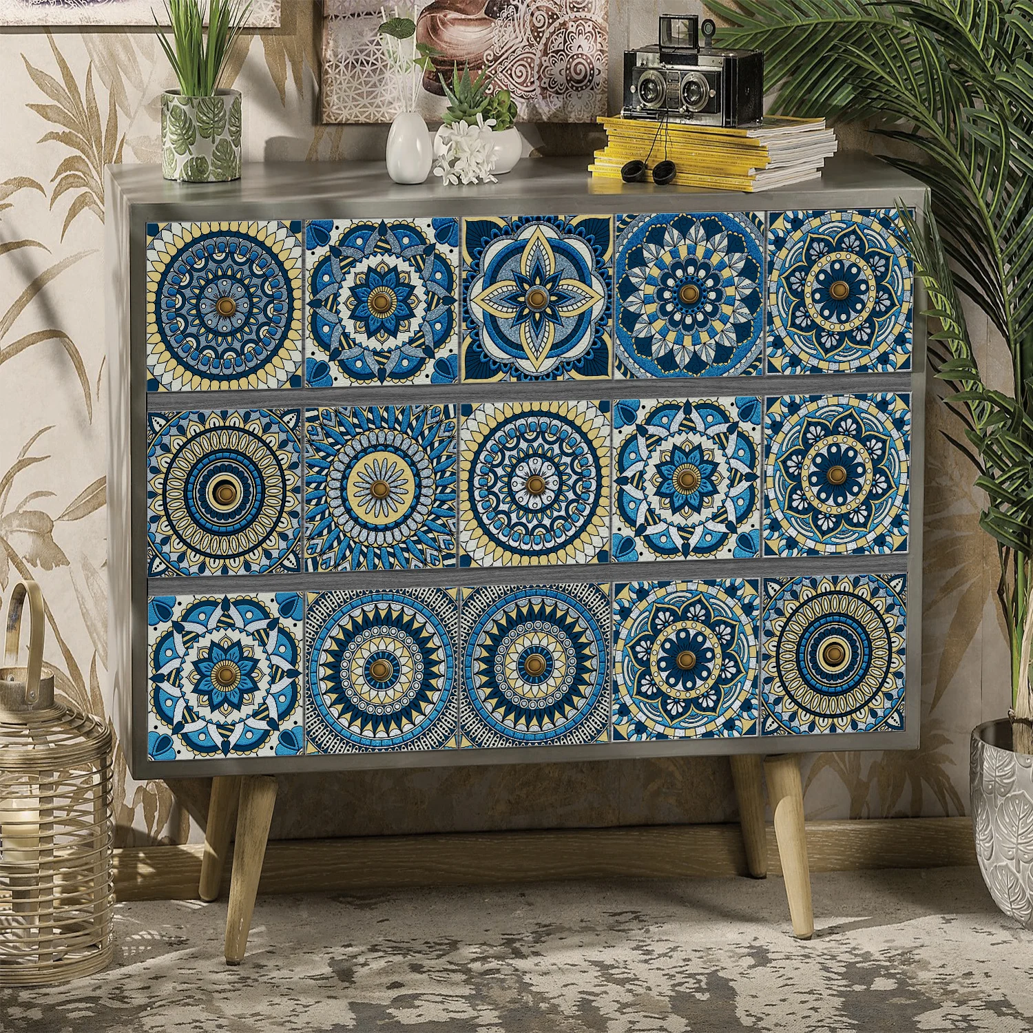 24 Stück europäische Mandala wasserdichte selbst klebende Wanda uf kleber Fliesen aufkleber PVC Küche Schlafzimmer Wohnkultur Tapete – Detail 21