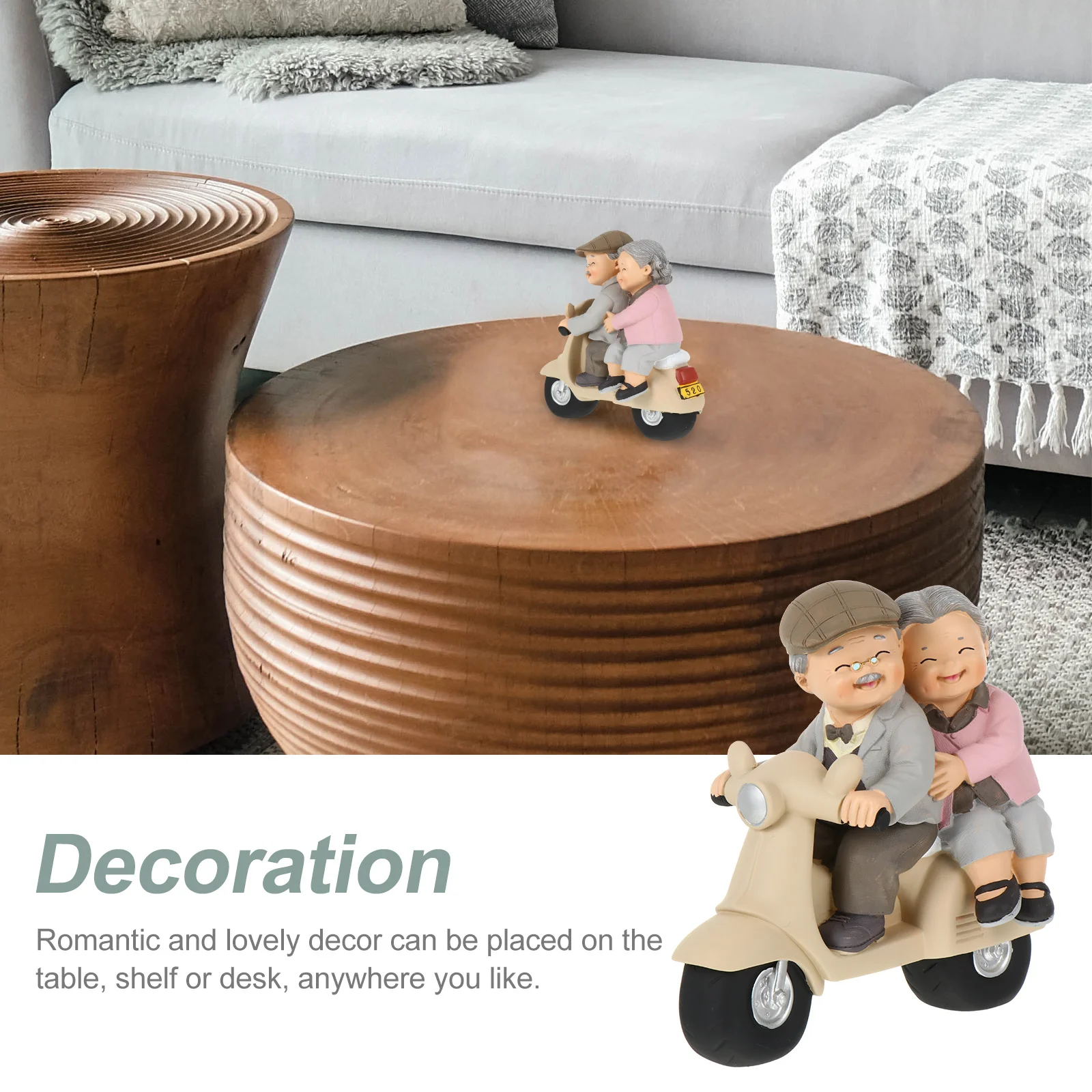 

Lovely Elderly Couple Figurines Pair Handmade Old Couple Statue for Home Decor Table Top Gift Loving Grandparent Ornament