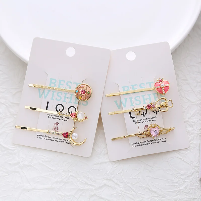 

Magic Girl Hair Clips 3 Pcs Set Heart Wand Design Cute Bobby Pins Side Bang Barrettes Kawaii Hair Accessories for Teens Girls