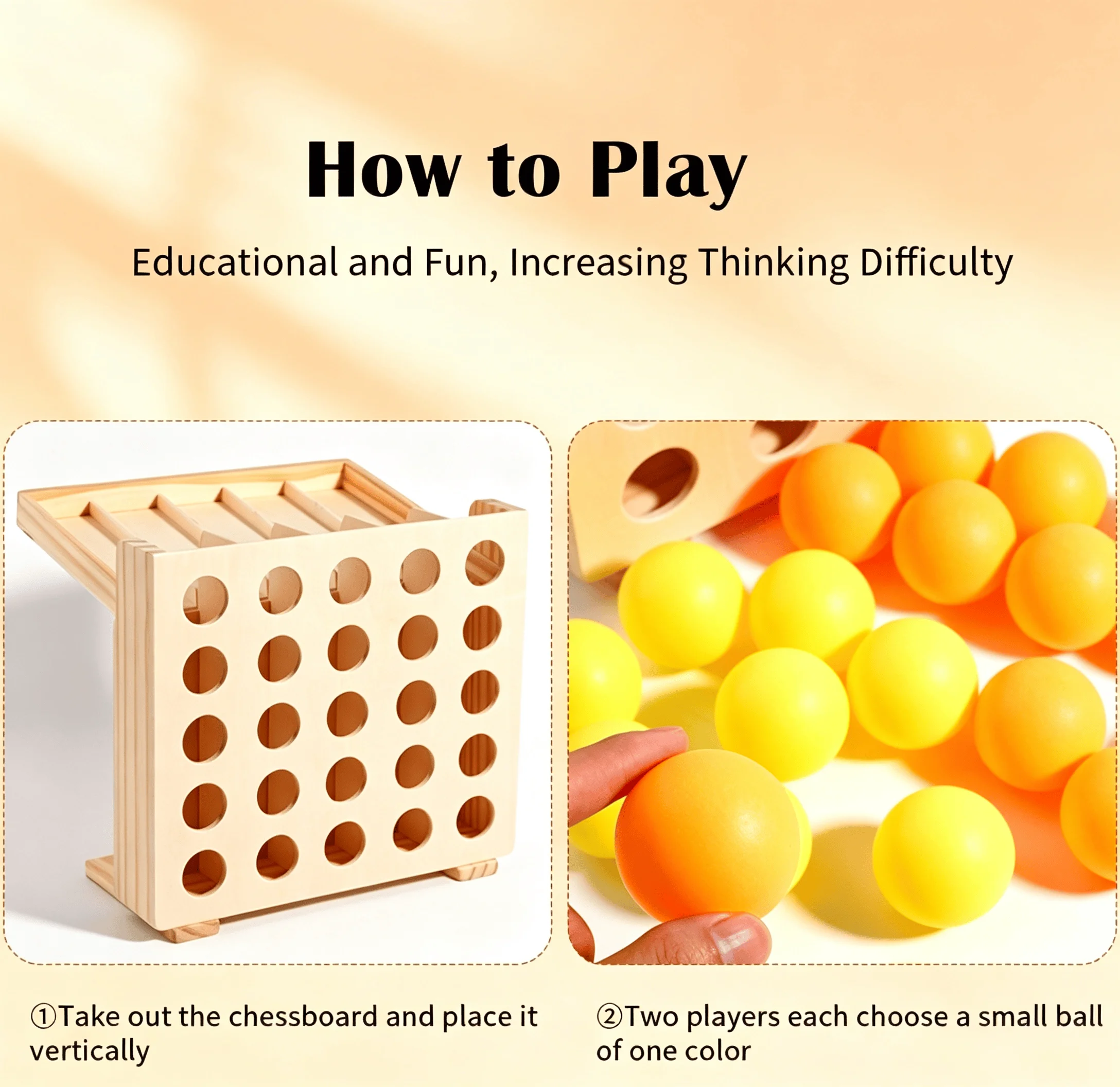 Eco-Friendly Wooden Bounce Ball Game - Educational Tabletop Game Promoting Parent-Child Interaction Thinking Training 3+Y