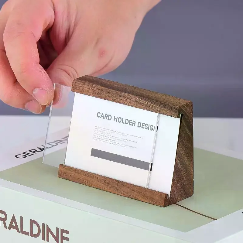 1PCS Wood Price Label Tags Table Number Name Card Holder Menu Holder Small Acrylic Sign Holder Display Stand