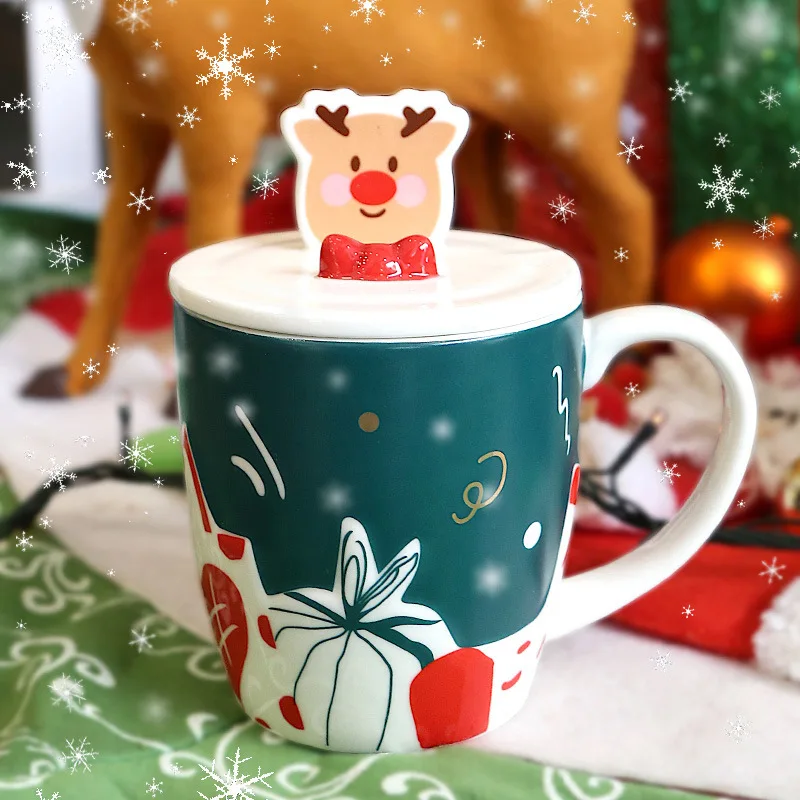 2025 Christmas mug ceramic mug with lid water cup tazas de cafe bonitas Attractive design Premium look tazas de cafe bonitas