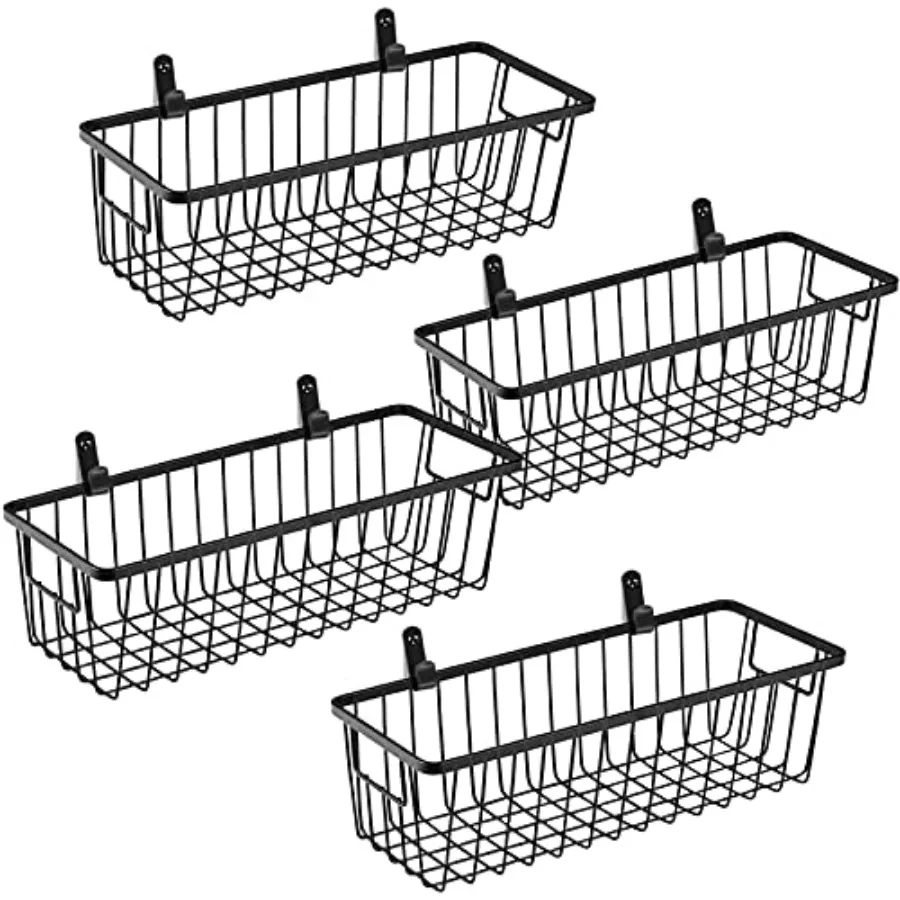 

SheeChung Farmhouse Metal Wire Bin Basket with Wall Mount Small 4 Pack Portable Hanging Wall Basket for Rustic Home Storage Org