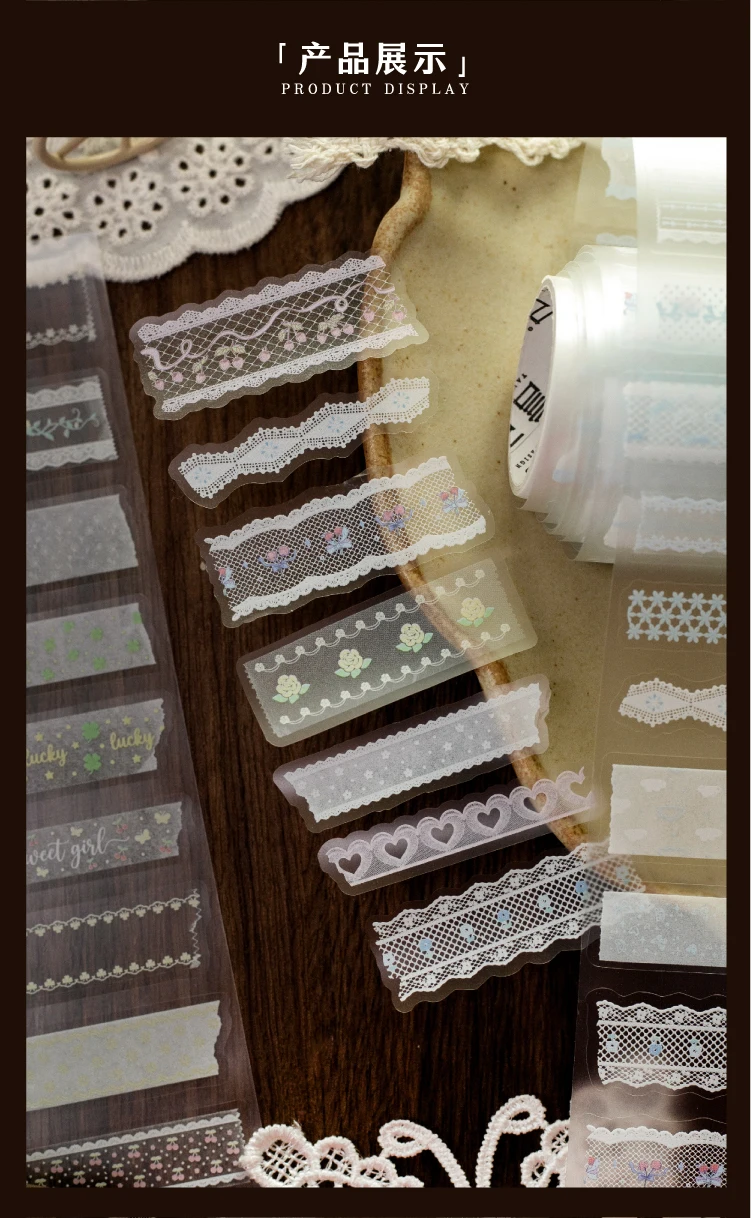 Journal GO 5cmx2m Mattes PET-Aufkleberband, Retro-Spitzen- & Gitterrand-Aufkleber für Journaling, Scrapbooking & Planer-Layouts – Detail 7