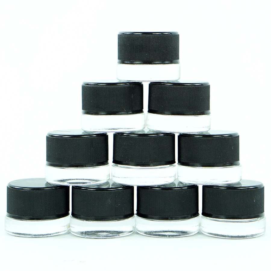 

Low Profile Thick Glass Jars with Black Lids, Airtight Containers for Oil, Lip Balm, Wax, Cosmetics, 5ml, 60 Pack