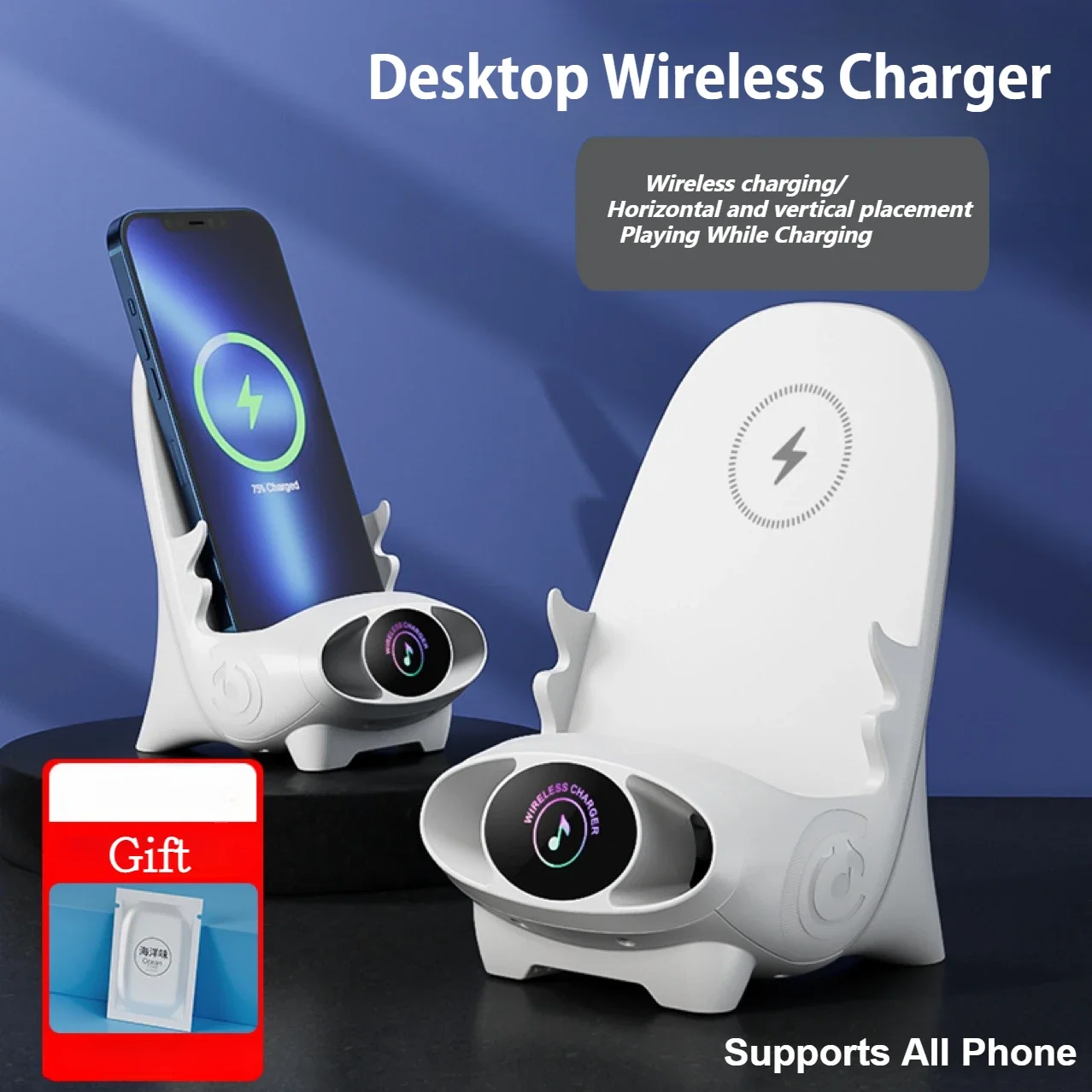 2-in-1 Creative Wireless Power Bank 15W Mobile Phone Holder Vertical Small Chair Wireless Charger 2025