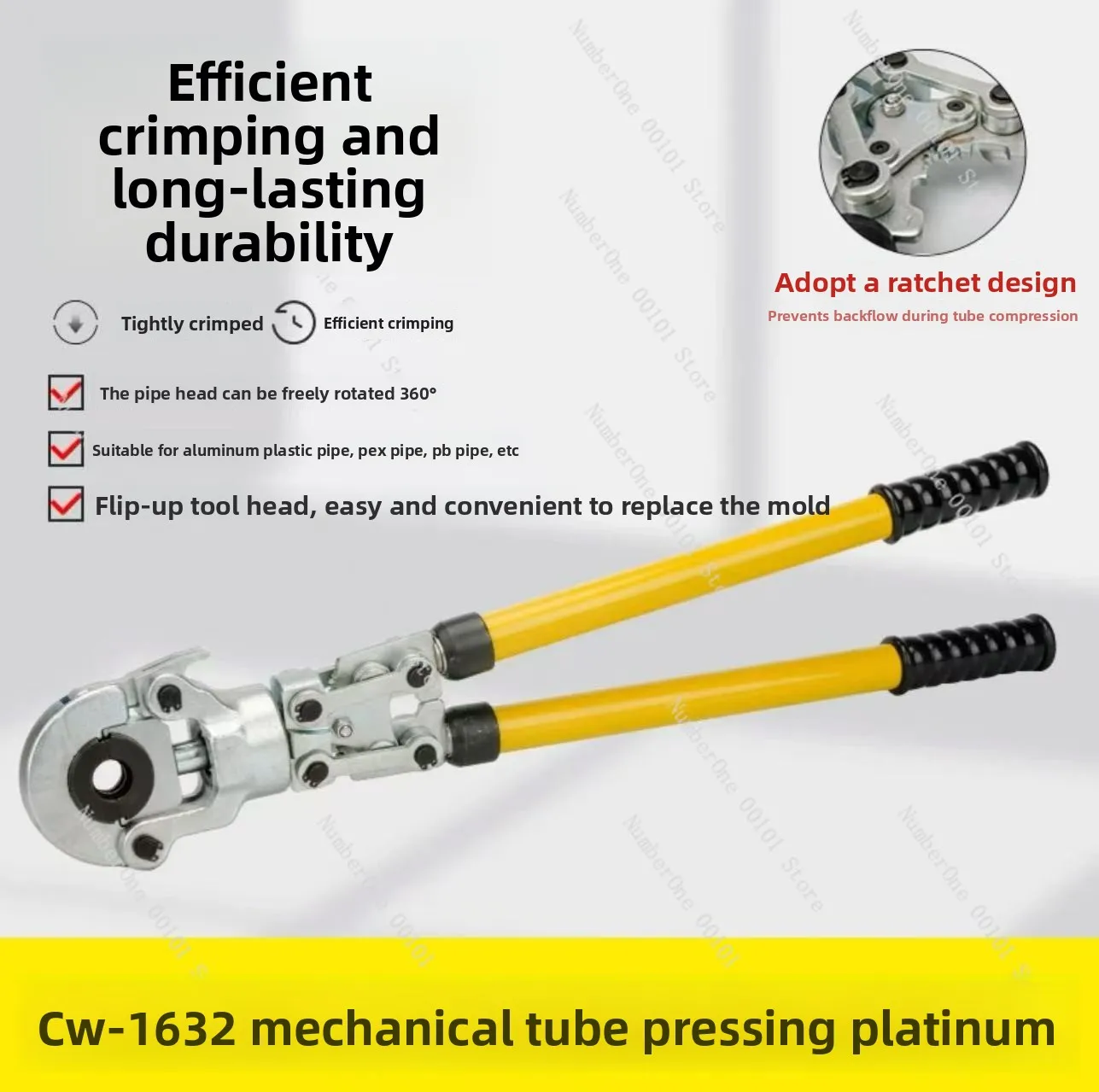 Manual cold pressing mechanical pipe pressing tool aluminum plastic steel aluminum stainless steel pipe ratchet crimping tool