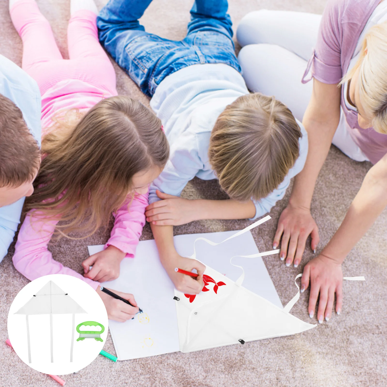 3Sets Kids DIY Painting Kites Blank Graffiti Kits Creative Drawing Educational Set Handcraft Outdoor Flying Fun