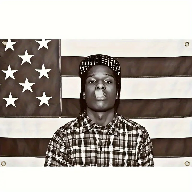 Bandeira Americana A$AP Rocky ASAP para Decoração de Escritório, Academia e Dormitório - 3x5ft (Somente a Bandeira) - Costurada
