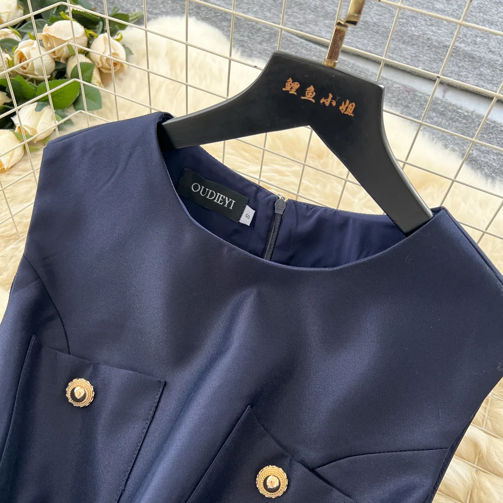 レディース プリーツワンピース Aライン ベルト付きワンピース アンクル丈 ノースリーブ Oネック バックジッパー スリムフィット カジュアル エレガント 2025 夏