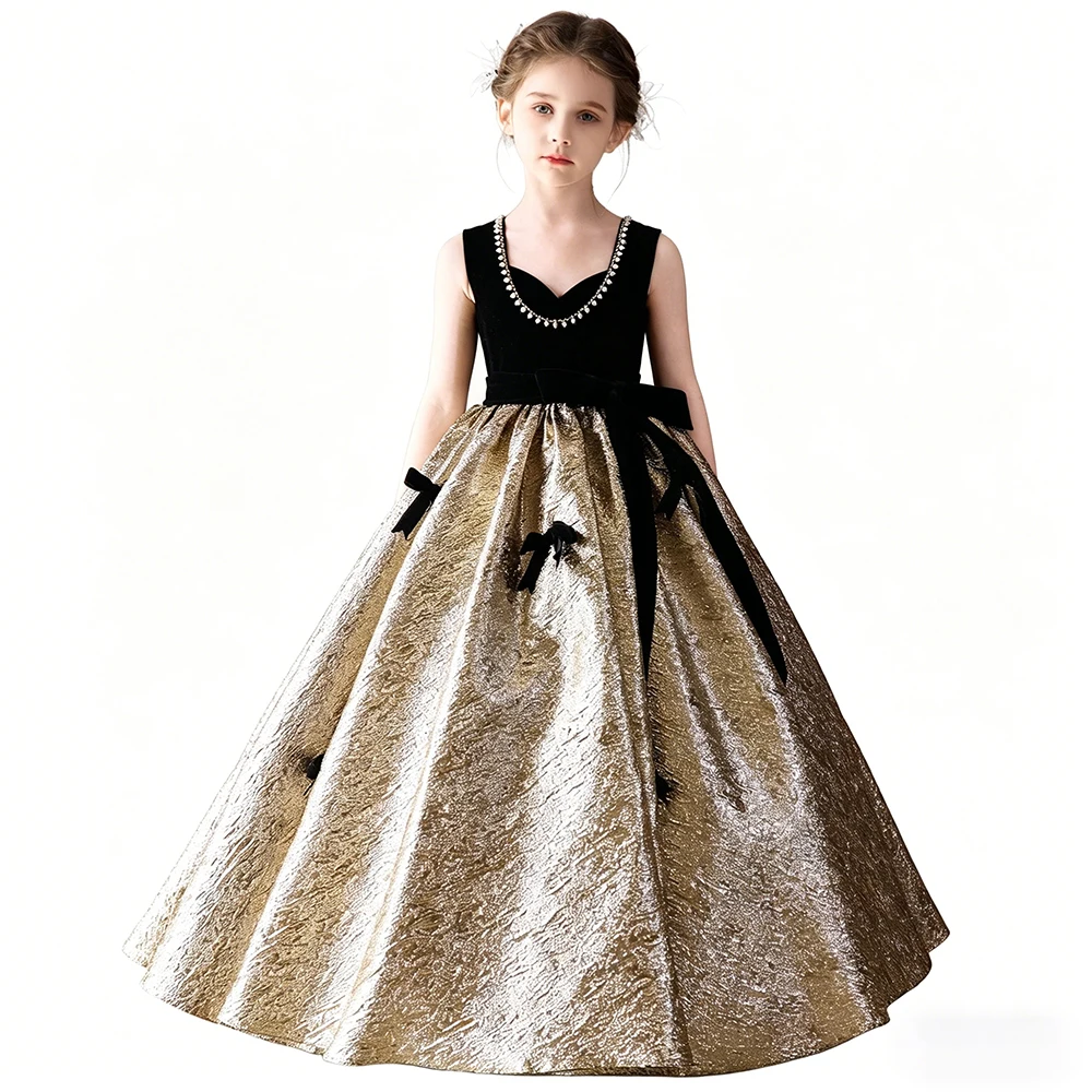 Princess Sleeveless Backless Pageant And Evening Party Ball Gown For Girls Kids Elegant Birthday And Banquet Dress Teenage