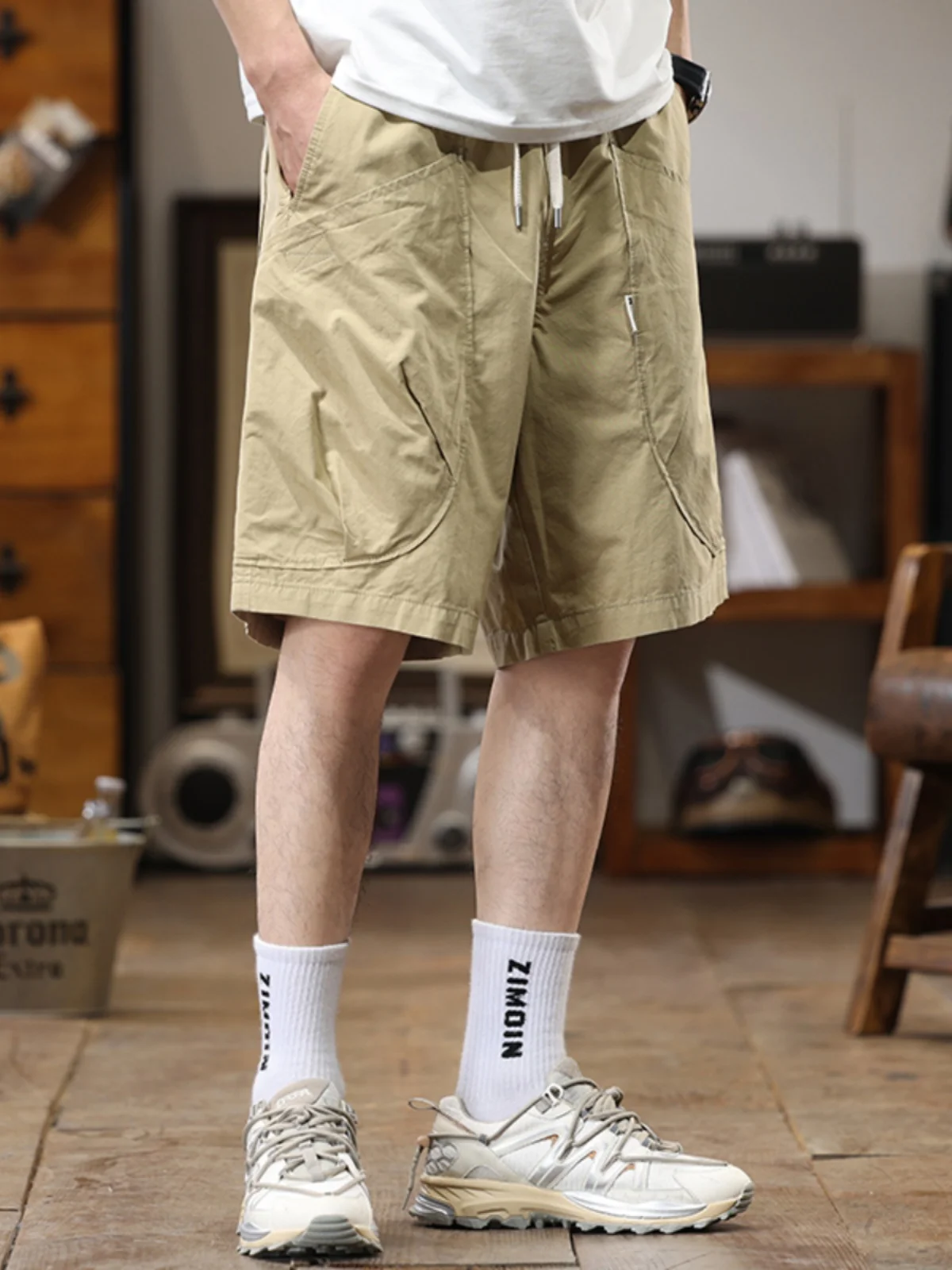 

American Retro Workwear orts Men's Versatile Large Size Casual Five-Quarter Pants Summer Loose Trendy Mid-Length Youth