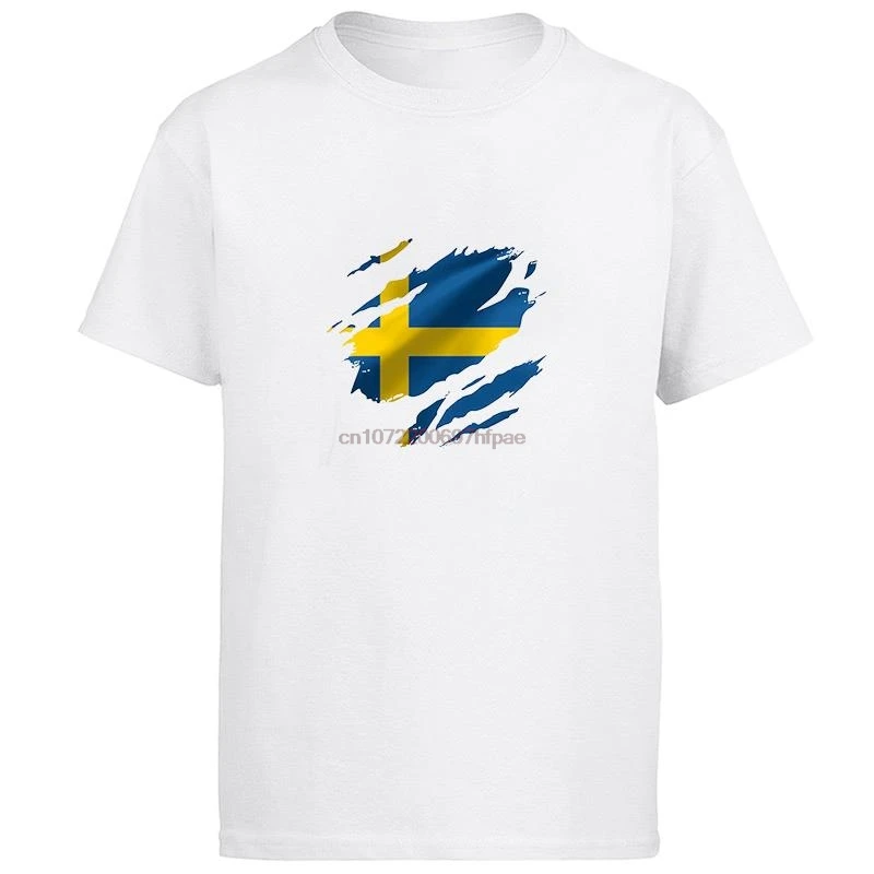 Sweden Flag Fashion Graphic T Shirts Big Size Short Sleeve T Shirt Summer Cotton New Shirts And T-Shirts Mens Print T Shirt