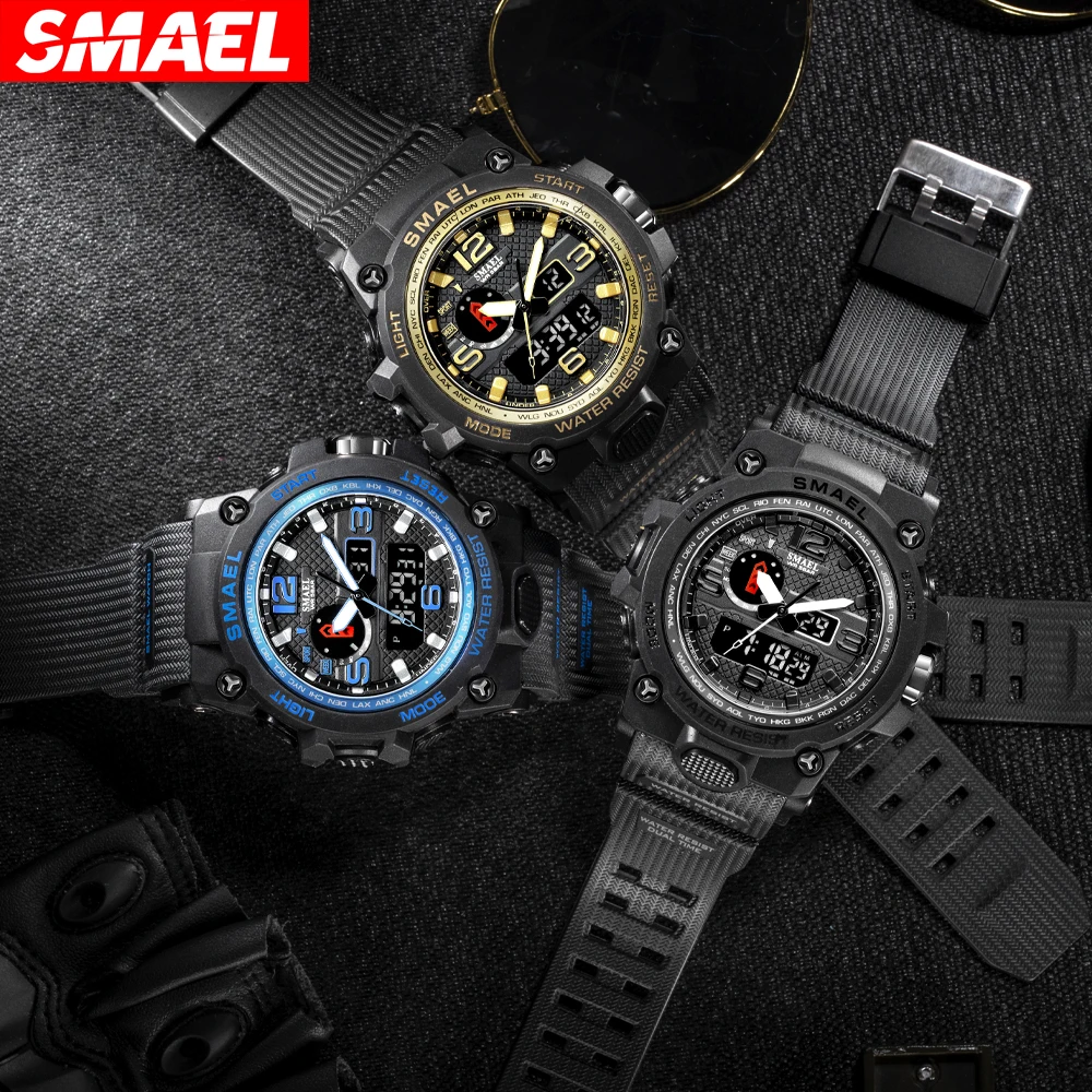 SMAEL 1545D Men\'s Military Watch Waterproof Electronic Sports Watch Night Glow Alarm Bell Watch