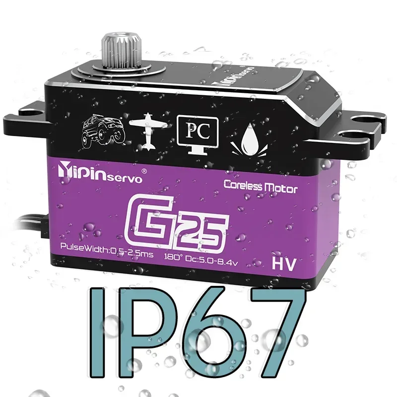 1/2/4PCS 7,4 V 25KG High Torque Digital Servo Kurzen Körper Kernlosen Motor Voll Metall RC servo für Klettern Auto Flugzeug Roboter