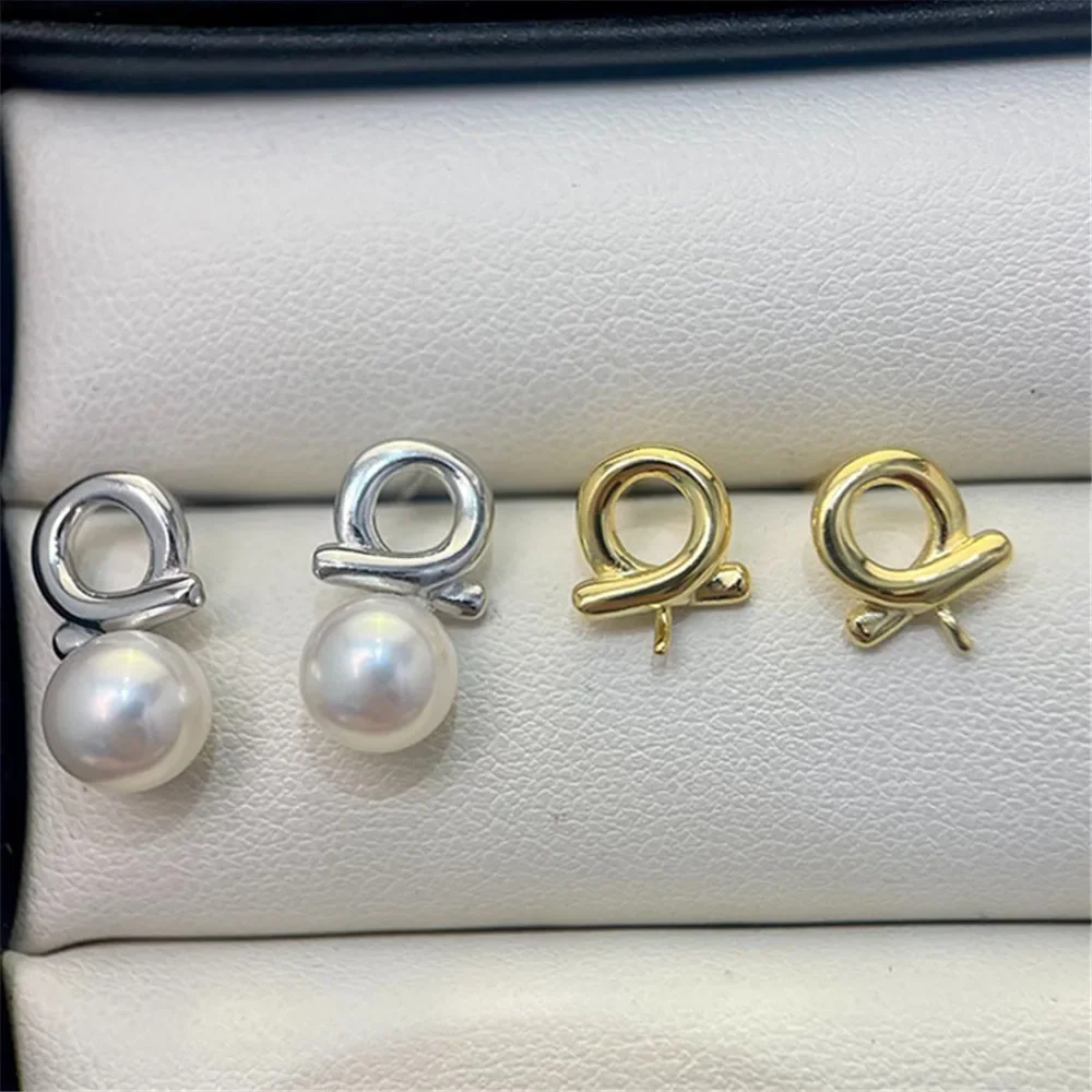 

Серьги из стерлингового серебра 925 пробы с жемчугом, принадлежности для самостоятельного изготовления ювелирных изделий, пустые стойки для сережек для аксессуаров ручной работы, без жемчуга