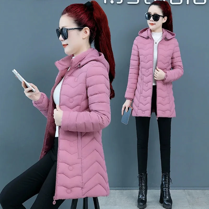 Parkas Women Hooded Winter Jacket 2023 Korean Thicke Down Cotton Clothes Middle-Aged Female Coat Mother Warm Long Outwear XL-6XL