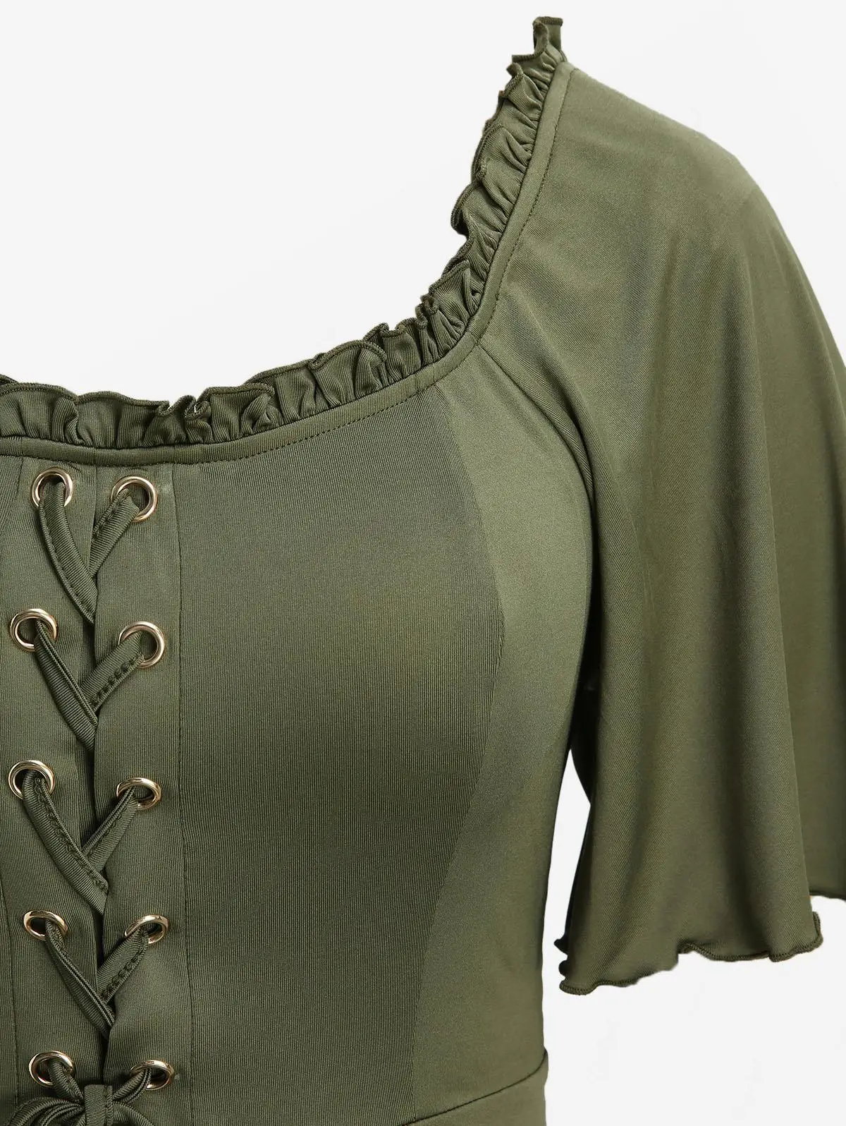 ROSEGAL Plus Size Women's Gothic Lace Panel Dresses, Ruched Velvet Party Dress, Puff Sleeves, Elegant, Cut Out Vestidos