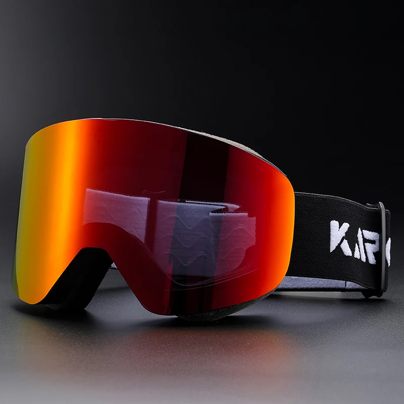 KAROS Brand Double Layer Anti Fog Magnetic Absorption Cylindrical Ski Goggles UV400 Men Women Ski Glasses Snowboard Glasses