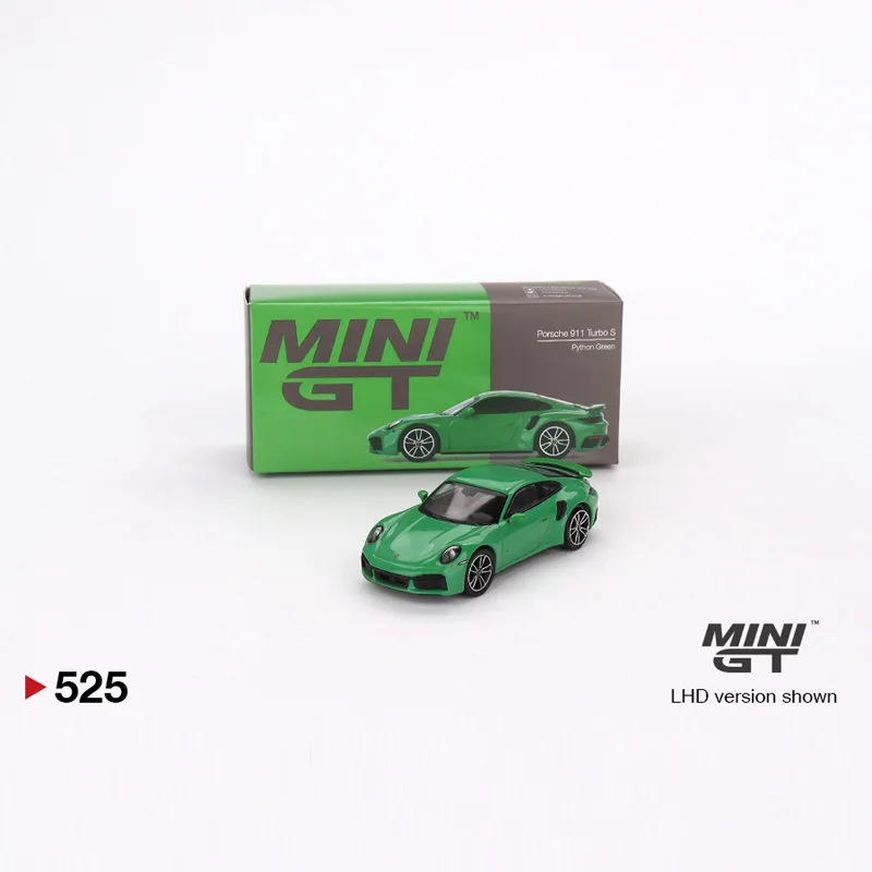 TSM MINI GT Green 1:64 Porsche 911 Turbo S Porsche Alloy miniature model, adult decoration, boy toy, children's birthday gift