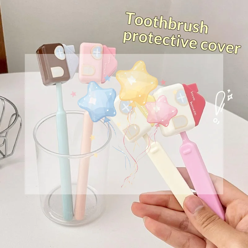 

Adorable House Shape Toothbrush Head Cover Waterproof Dustproof Perfect For Travel & Bathroom Organization Toothbrush Cover