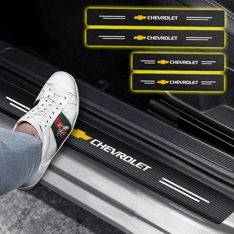 Protector de puerta de coche, cinta antiarañazos, alféizar de maletero, pegatinas de borde de puerta para Chevrolet Silverado Impala Malibu Cruze, 4 Uds.