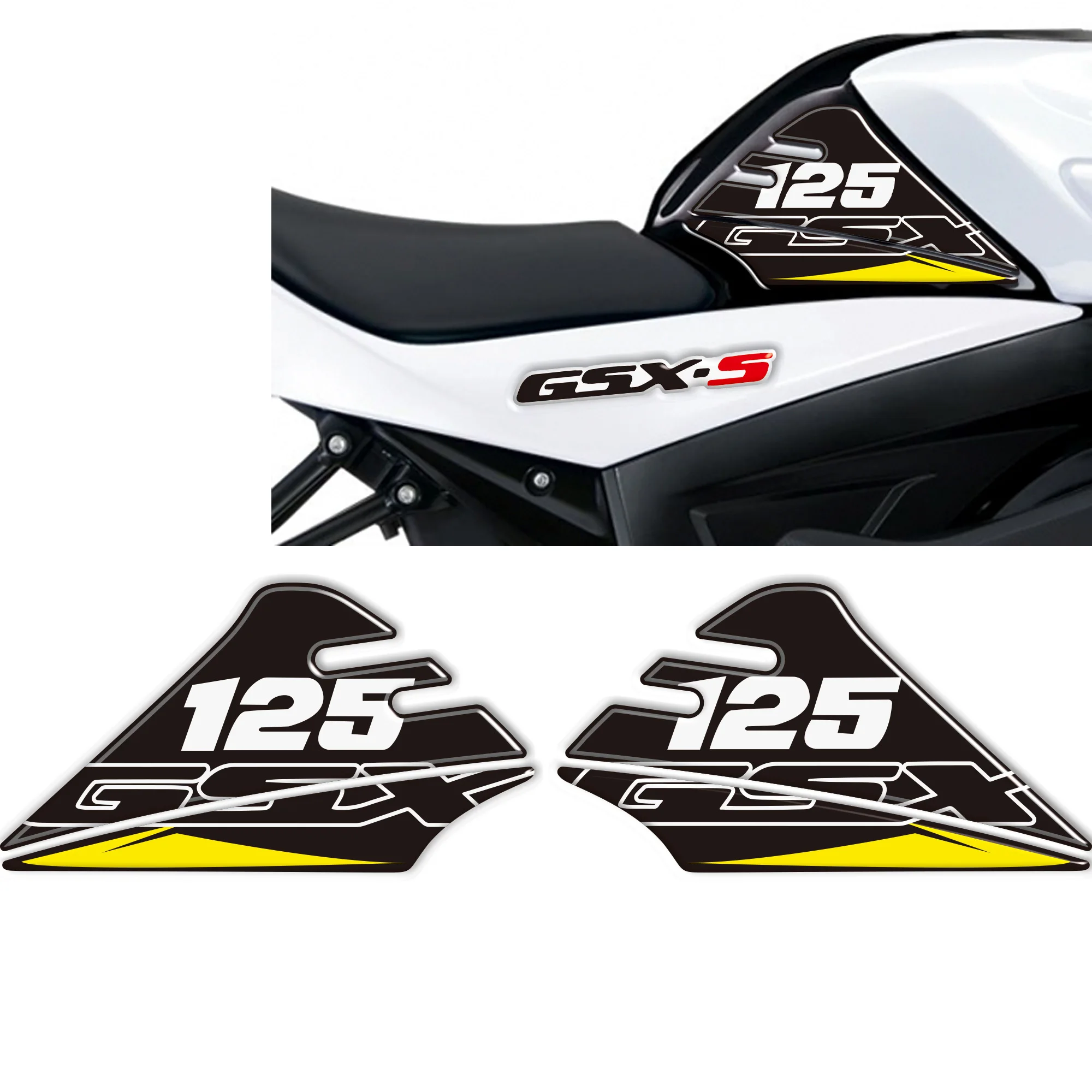 

Мотоциклетные ручки бака, 3D наклейки для Suzuki GSX-S125 GSX S125, защита от царапин, комплект боковых накладок
