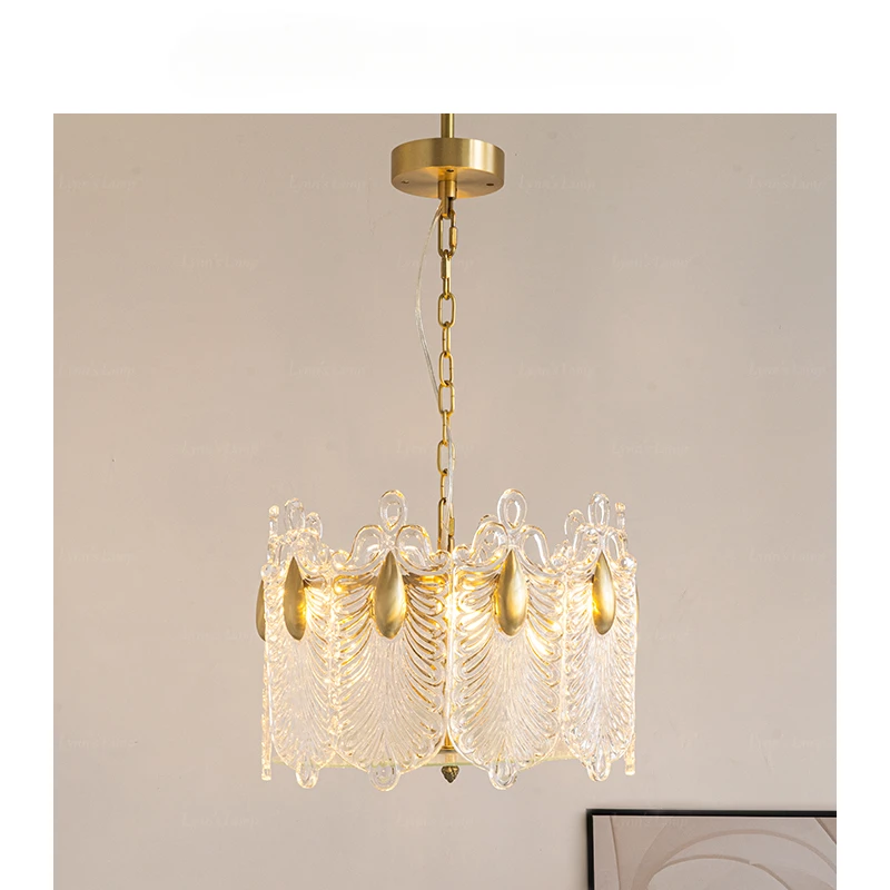 

Antique vintage glass chandelier Brass French living room bedroom modern art Italian lamp