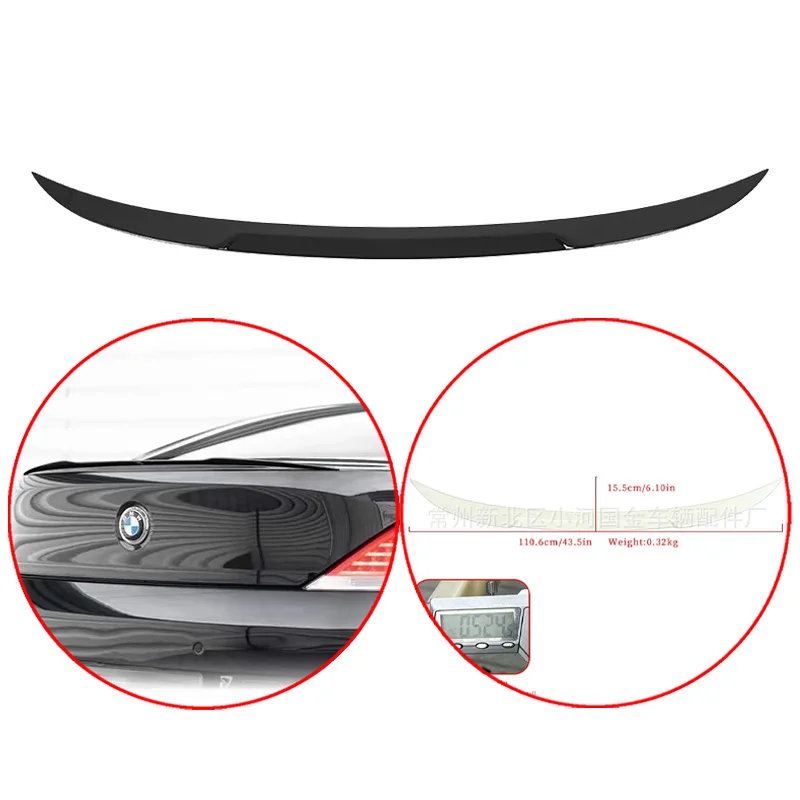 2004 2005 2006 2007 2008 2009 2010 For BMW 6 Series E63 M6 Coupe M4 Style High Quality ABS Car Rear Wing Spoiler Glossy Black