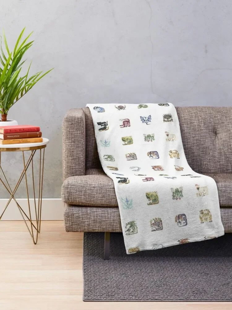 Monster Hunter World Tiled Icons Throw Blanket blankets ands Travel Vintage Soft Plush Plaid Blankets