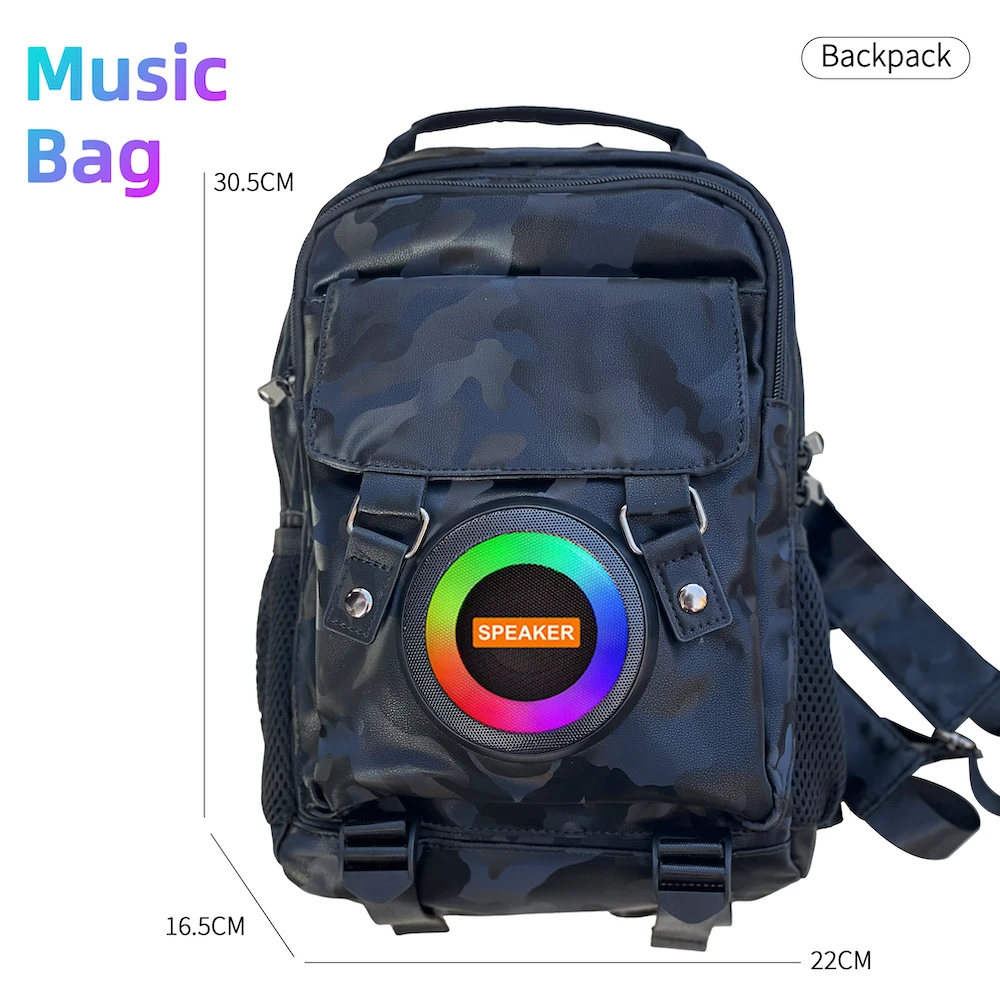 

Wireless Bluetooth Speaker Backpack Laptop Bag Hifi Sound Quality Cycling Music School Bag Men's Backpack Cyberpunk Backpack