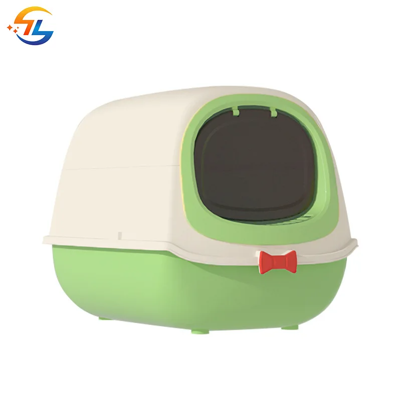 منتجات الحيوانات الأليفة صندوق نفايات القطط صندوق نفايات القطط الكبير مغلق بالكامل الوجه العلوي مرحاض القطط المضادة للرذاذ صندوق نفايات لوازم