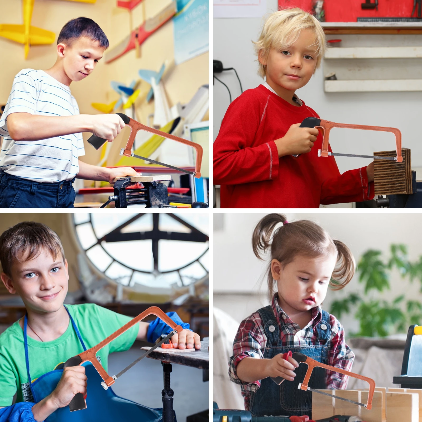 1Set Practical Children Mini Hacksaw Non-Slip Handle DIY Woodworking Handsaw Easy Replace Blades Efficient Tree Pruning Tool