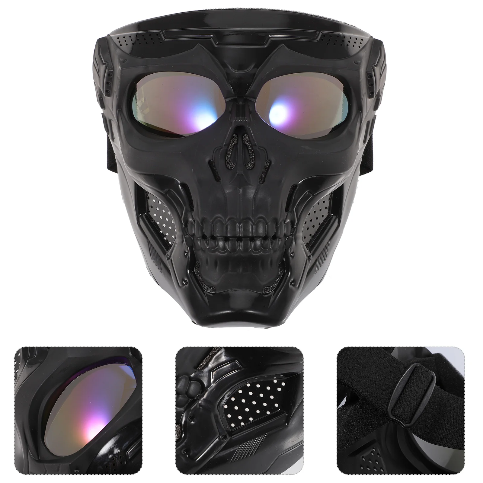 

1pcs Motorcycle Goggle Skull Mask Glasses Anti-Uv Impact Resistant For Riding Skiing Cycling Outdoor Sports Halloween Cosplay