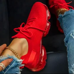 Zapatillas deportivas de tela elástica para mujer, zapatos de baloncesto informales transpirables, talla grande 43, tendencia de moda, 2023