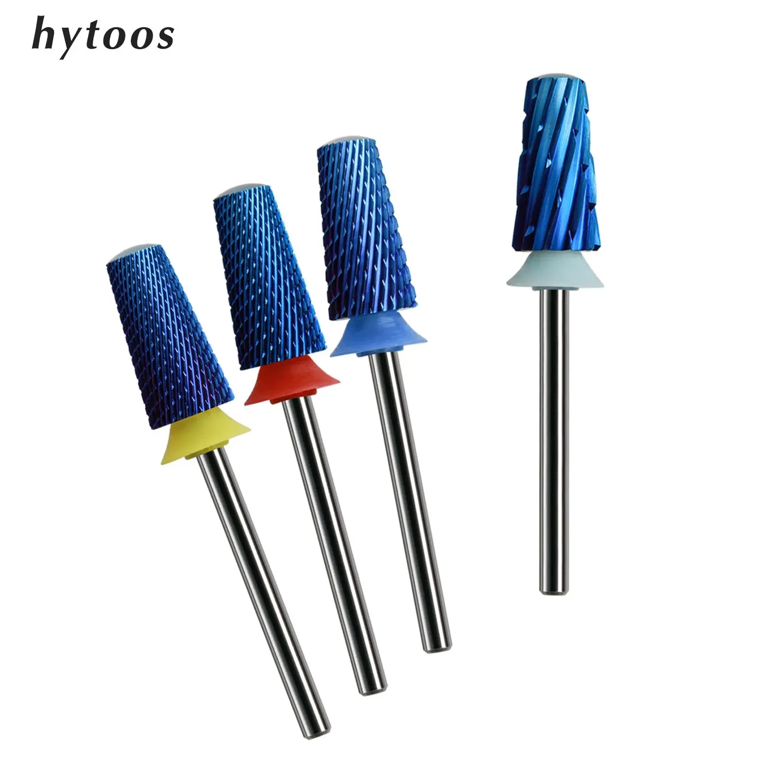 HYTOOS Blue Nano Safety Tapered Nail Drill Bits 3/32 Rounded Carbide Drill Bits for Nails Electric Drills File Removal Acrylic