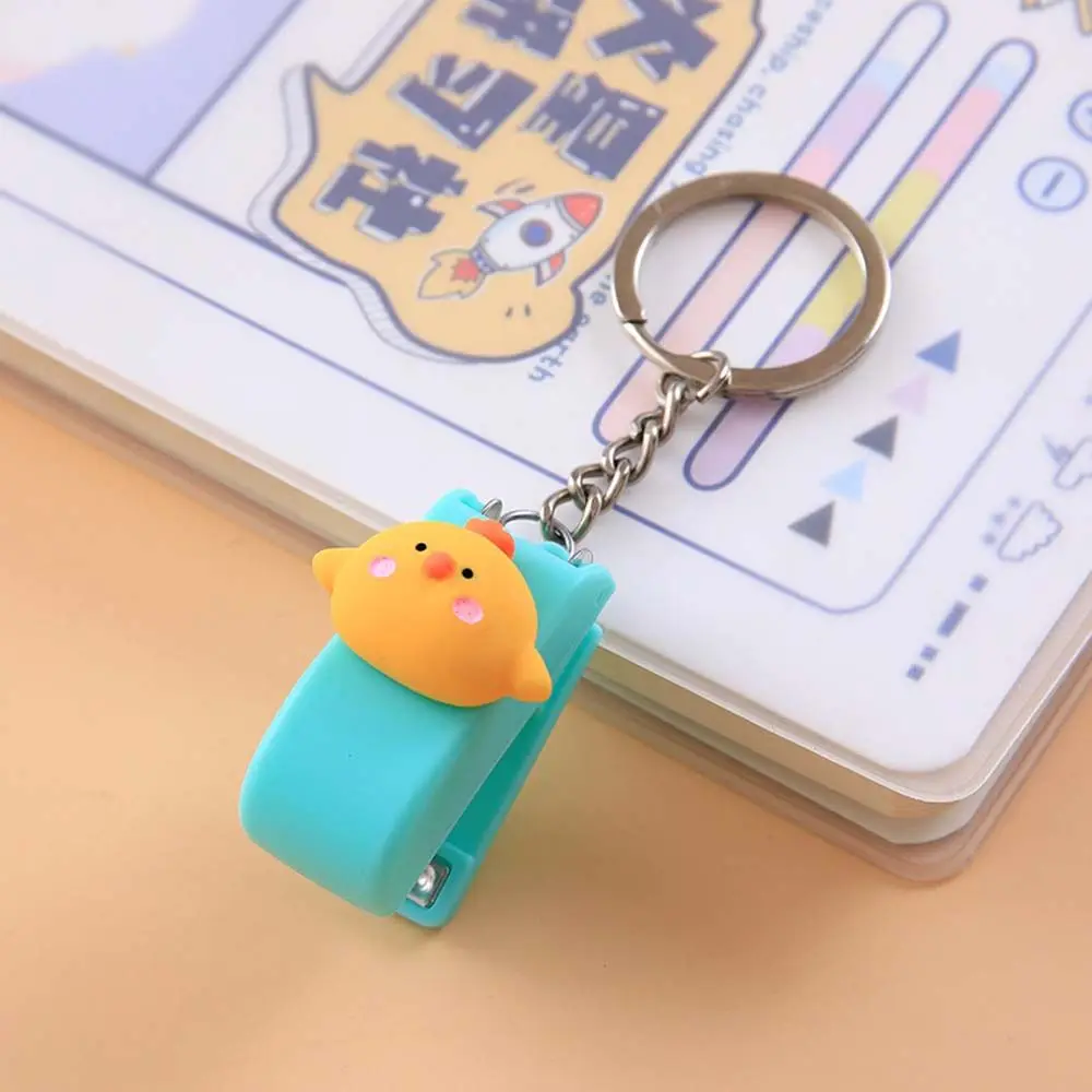Creative Macaron Key Ring Pendant Cartoon Mini Student Supplies Stapler Key Chain Binding Tools Mini Stapler Stapler