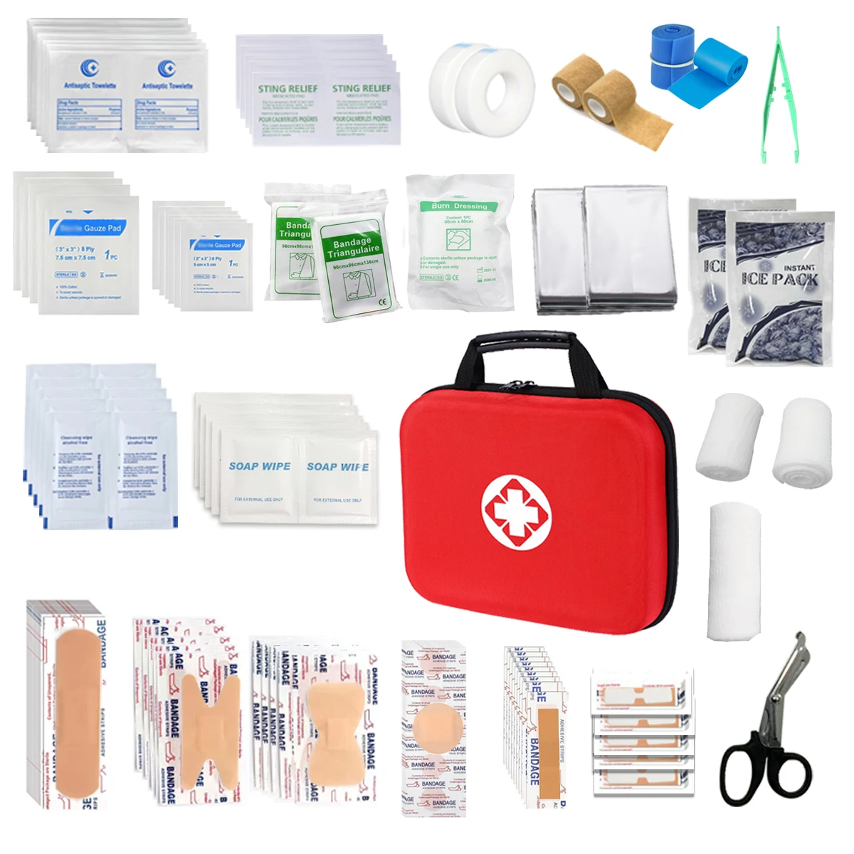 

Survival kit, 299PCS first aid kit, camping emergency equipment, suitable for home office or outdoor emergencies, camping
