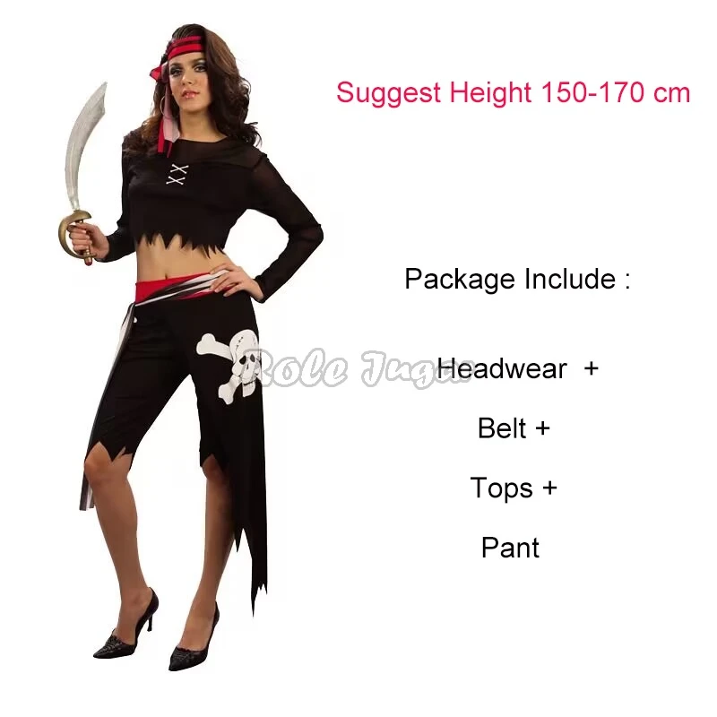 Adult Male Female Pirate Costume Halloween Cosplay Carnival Stage Party  Masquerade Couple Pirate Captain Outfits