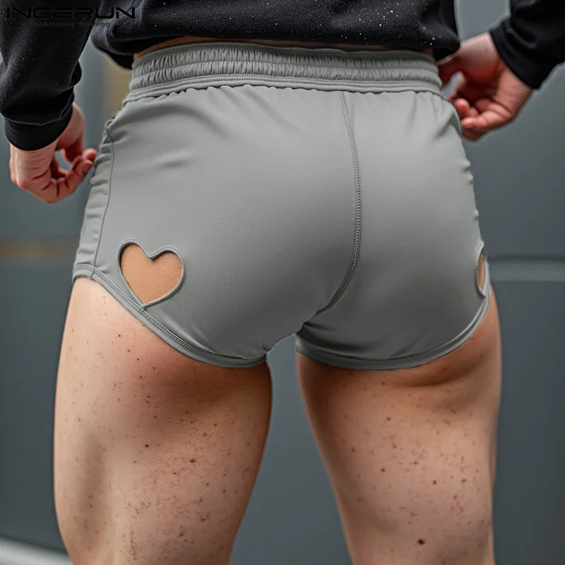 

Summer Men Shorts Solid Color Fashion Hollow Out Bottoms INCERUN Sexy Casual Shorts Streetwear Oversize Short Trousers S-5XL