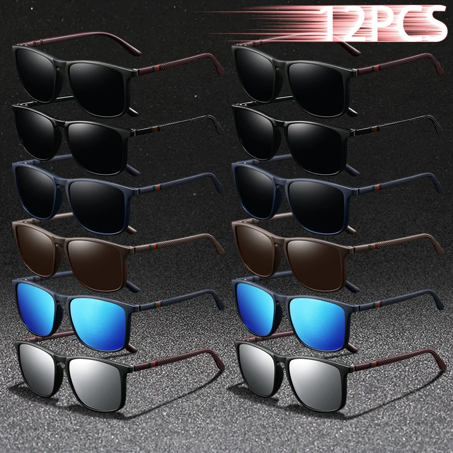 

12PCS Fashion square UV400 Sunglasses Men Women Driving Fishing Hiking Colorful Trendy Lightweight Outdoor Goggles
