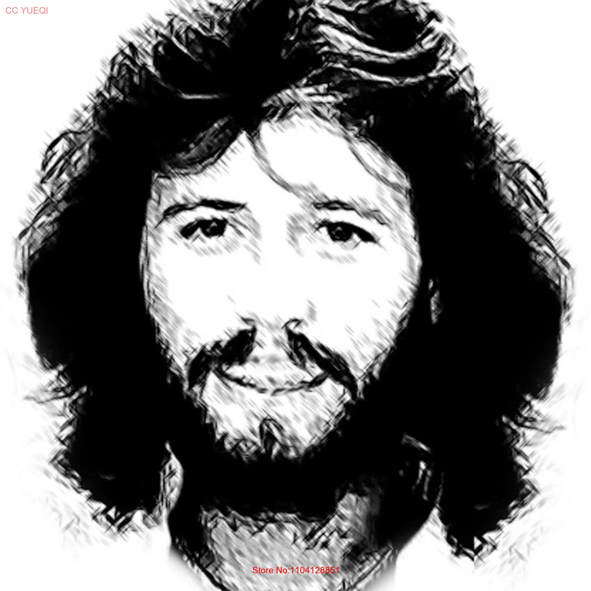 Barry Gibb drawing on your T Shirt Bee Gees of vaforite artist is available long or short sleeves