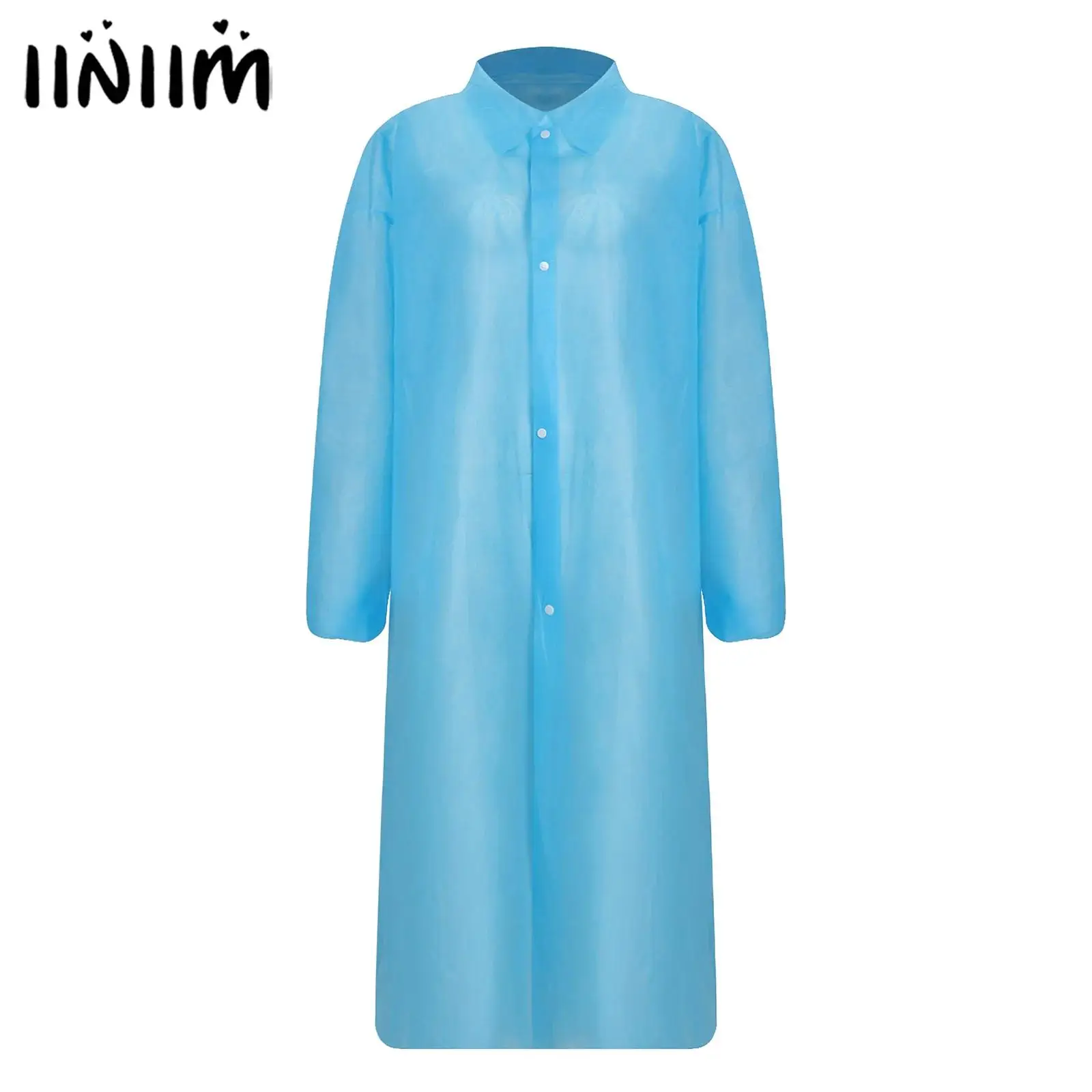 Women Mens Food Factory Workwear Disposable Lab Coats Coverall Costume Workshop Uniforms Lapel Long Sleeve Non-woven Jacket Coat