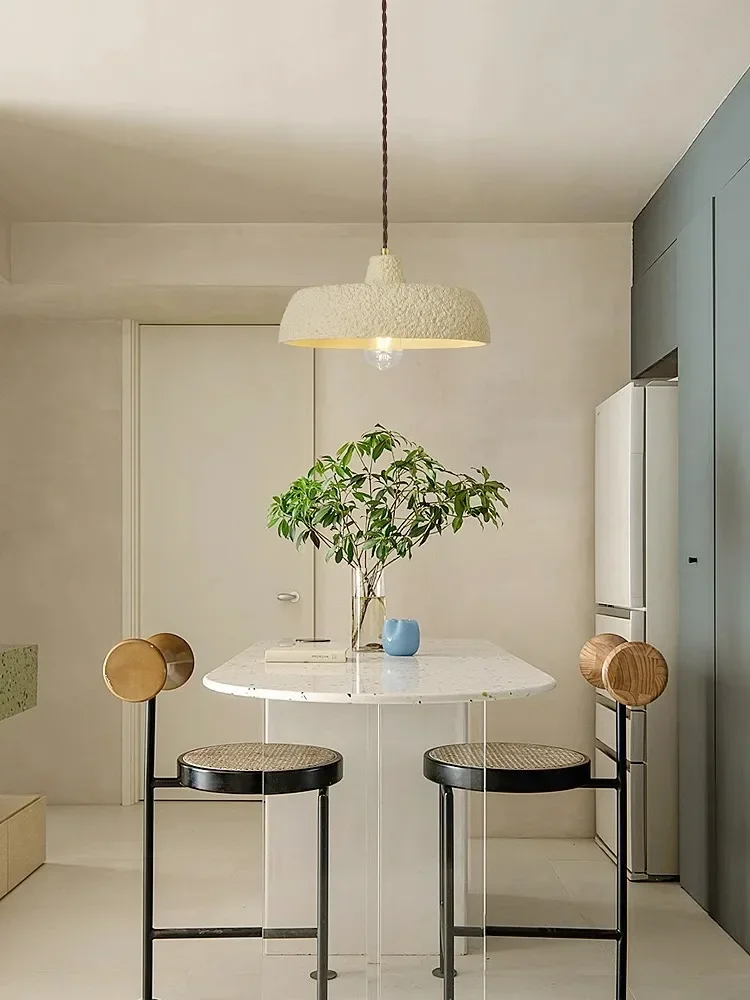 

French Cream Led Chandelier Simple LED Pendant Lights Room Decor Dining Room Coffee Bar Hanging Lamps Suspend Luster Fixtures