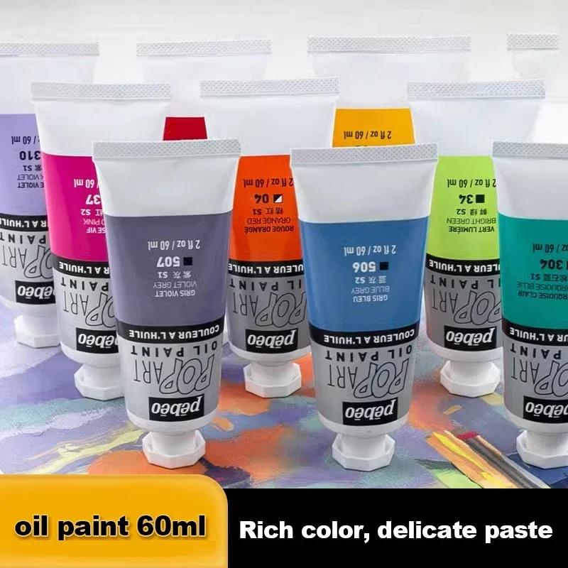 60ml Tubes Oil Paint Non-Toxic Excellent Tinting Strength Mixable Oil Painting Drawing Pigment for Artist Beginners Art Supplies