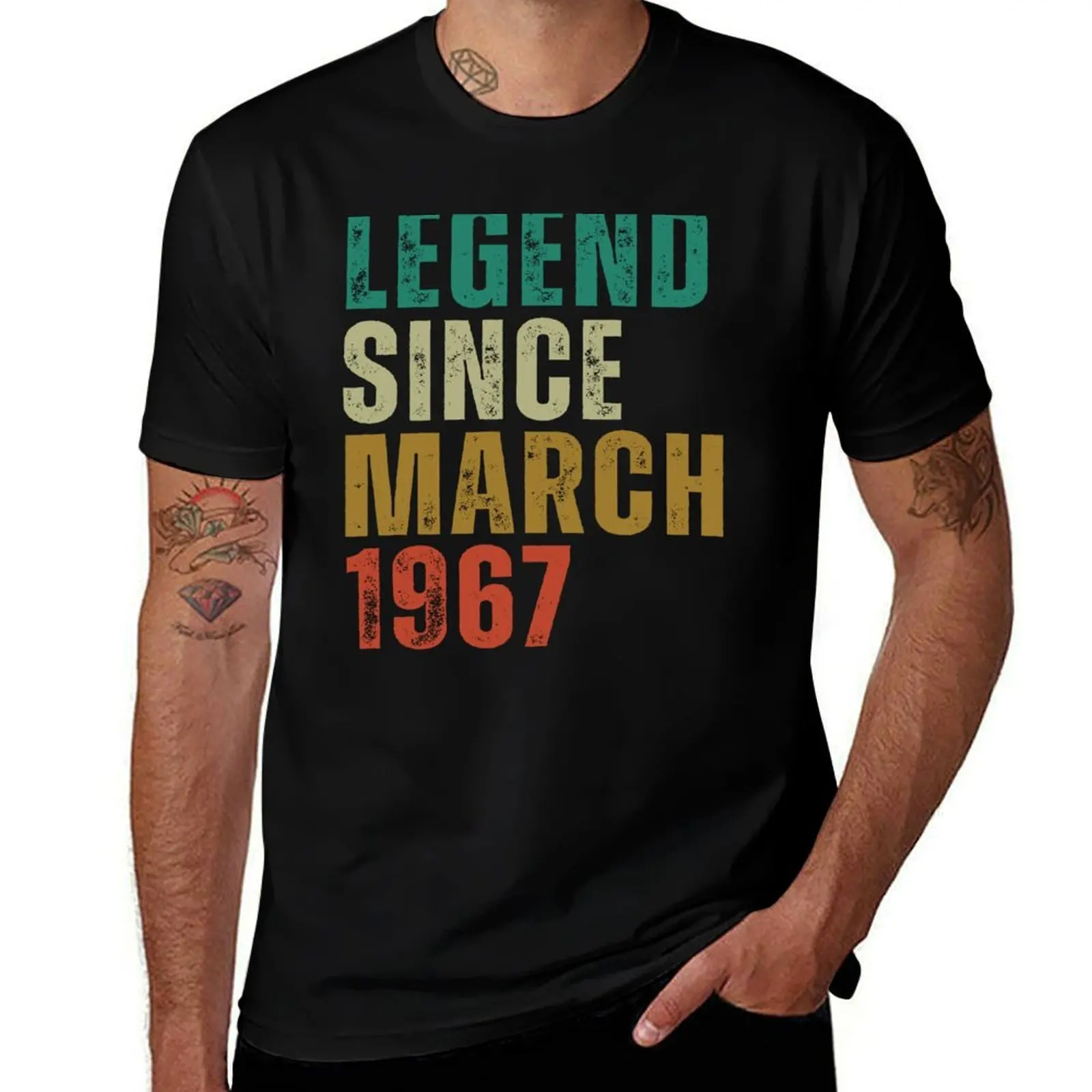 Legend Since March 1967 Awesome Retro Vintage Birthday Years Old Gift T-Shirt Anti-Fade Casual Tee Shirt